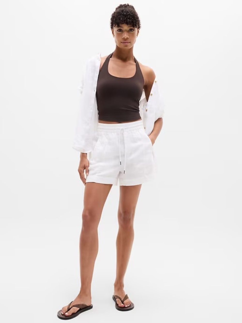 NWOT Athleta Retreat Linen Shorts Size 0 - 100% Linen - White